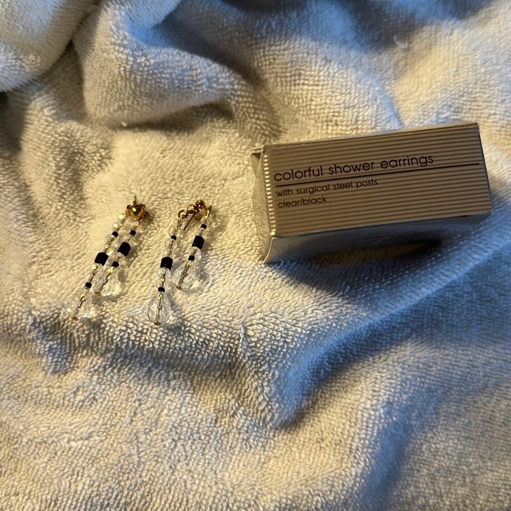 Avon 1990 Vintage Colorful Shower Earrings Clear/Black